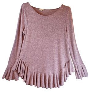 Easel Anthropologie Long Sleeve Flowy Tunic Bohemian Ruffle Hem & Cuffs Size L